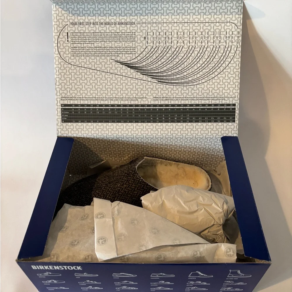 NIB Birkenstock Zermatt River Herringbone Gray Shearling-lined Slippers - Picture 5 of 6